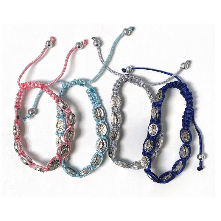 Venerare Adjustable Catholic Cord Bracelet With Enamel – Immaculate Conception Design (Made In Italy)