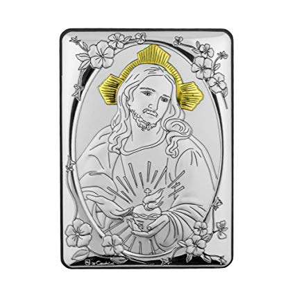 Silver & Gold Sacred Heart Plaque