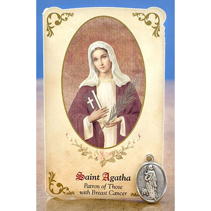 St. Agatha (Breast Cancer) Healing Holy Card with Medal