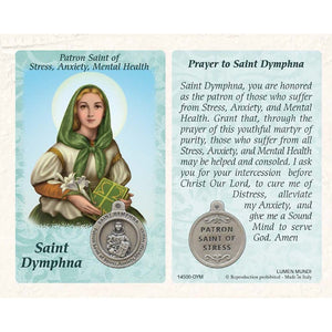 St. Dymphna Patron Saint of Stress Healing Prayercard with Medal