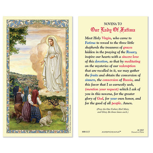 Novena to Our Lady of Fatima Prayercard