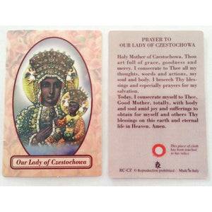 Our Lady of Czestochowa Relic Card