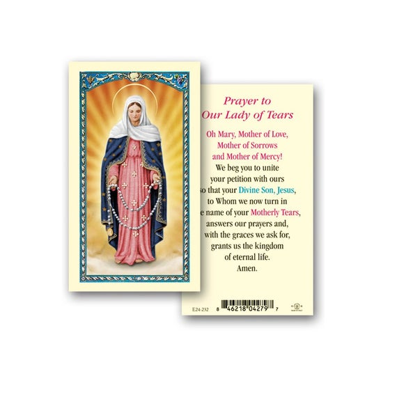 Our Lady of Tears Holy Card