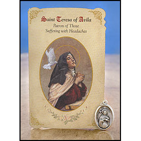St. Teresa of Avila (Headaches) Healing Medal Holy Card