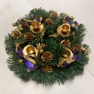 Purple & Gold Bow Glittery Advent Wreath