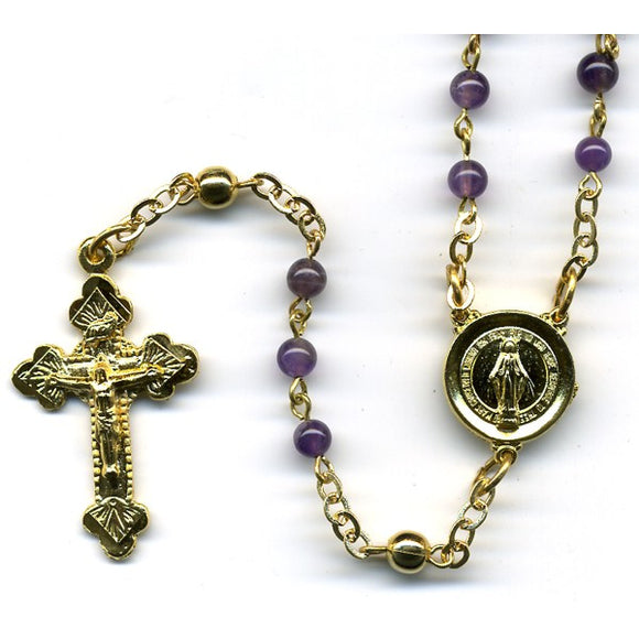 Amethyst Rosary - Gold