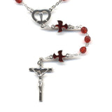 Red Beads with Enameled Doves Rosary