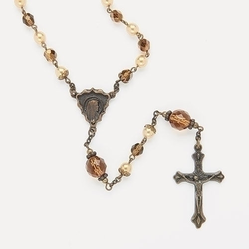 Renaissance Rosary Amber and Pearl & Keepsake Box