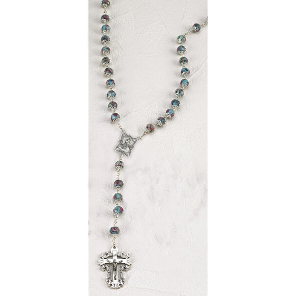 Light Blue Crystal Rose Rosary