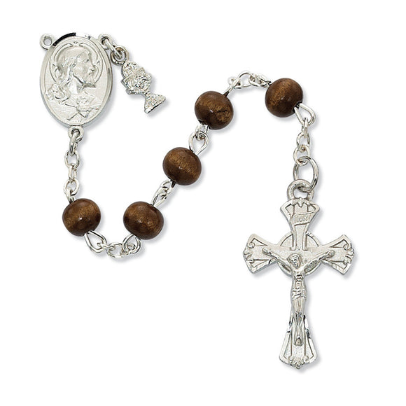 Brown Wood First Communion Rosary