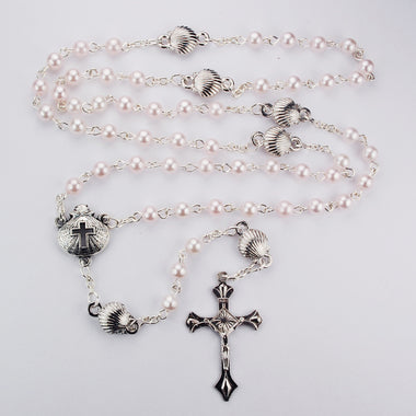 Pink Pearl & Shell Baptism Rosary