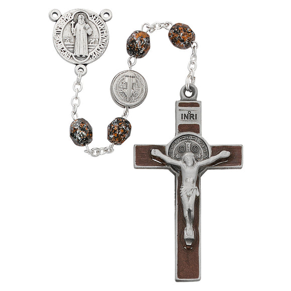 Speckled Brown Saint Benedict Rosary