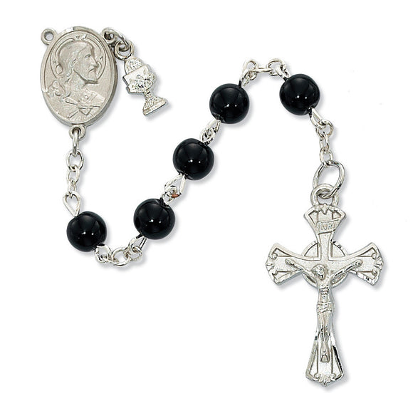 Black Glass Communion Rosary