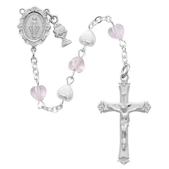 Pink & Pearl Heart Communion Rosary