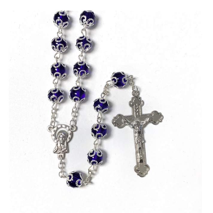 Dark Blue Filigree Rosary – The Catholic Gift Store