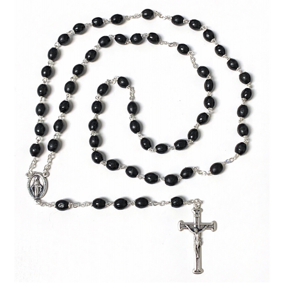 Black Wood Bead Rosary