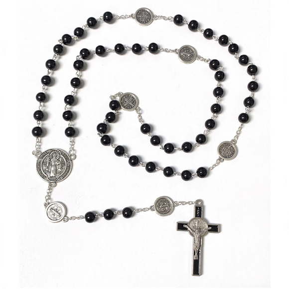 Black Onyx Saint Benedict Rosary