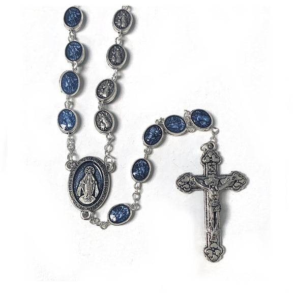 St. Michael & Guardian Angel Blue Enameled Rosary