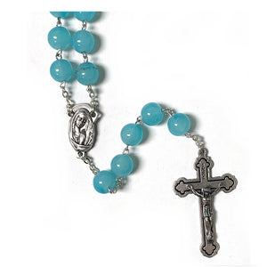10mm Aqua Bead Rosary