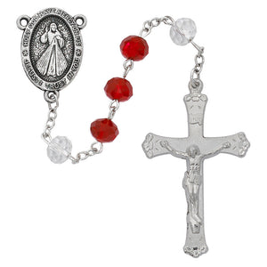 Red & White Crystal Divine Mercy Rosary