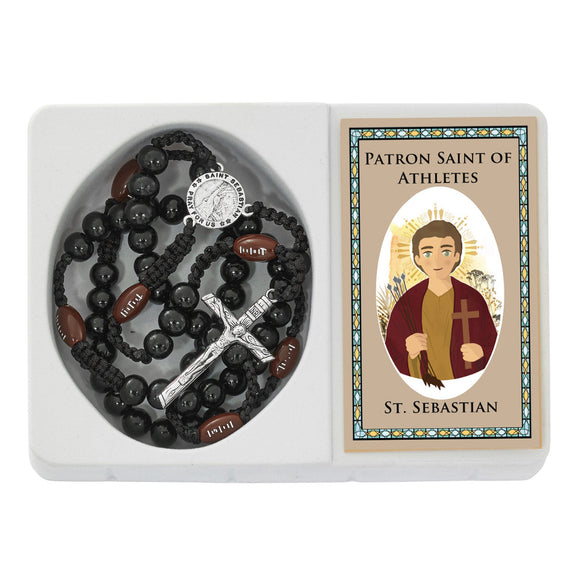 St. Sebastian Corded Football Rosary & Prayercard Set