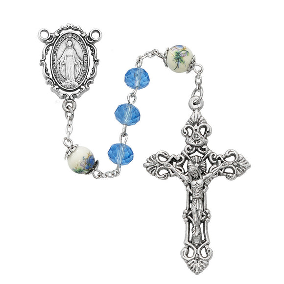 Blue Crystal & Floral Rosary