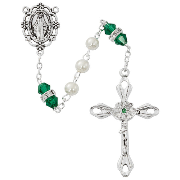 Pearl & Emerald Crystal Rosary