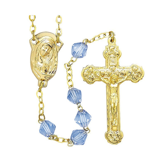 Blue Tin-Cut Crystal Rosary