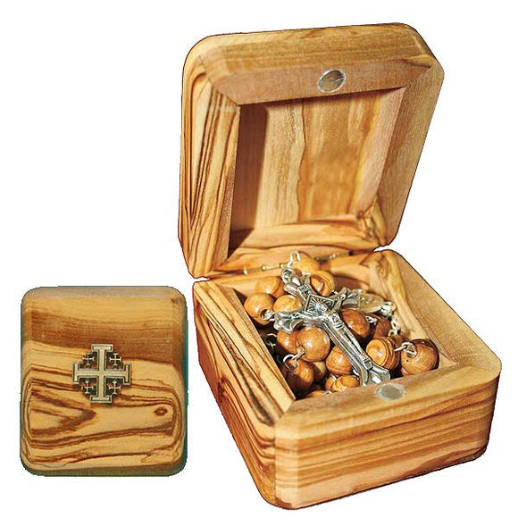 Jerusalem Olivewood Rosary and Box