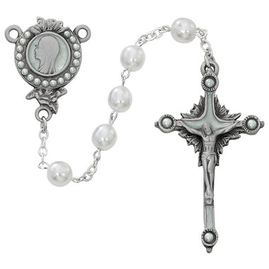 Silver Pearls of Mary Rosary