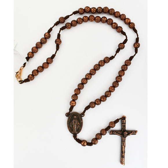Copper Rose Corded Rosary