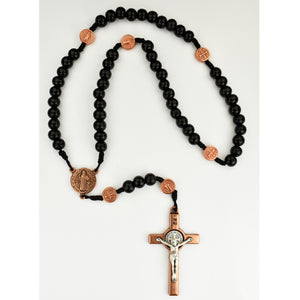 Black Wooden Copper St. Benedict Rosary