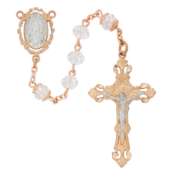 Rose Gold Crystal Our Lady of Guadalupe Rosary