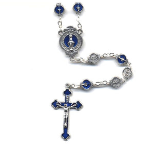 Blue Epoxy Miraculous Medal Rosary