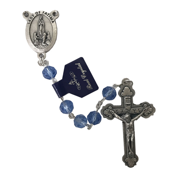 Blue Crystal Our Lady of Fatima Rosary