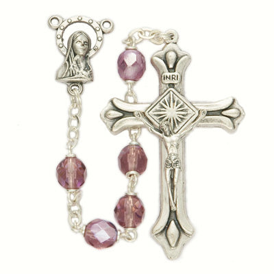 Amethyst Fire Polished Crystal Bead Rosary