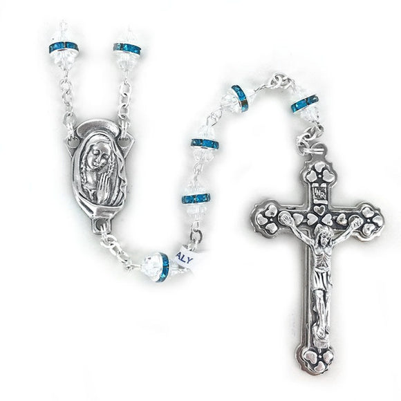 Crystal Aqua Bead Rosary