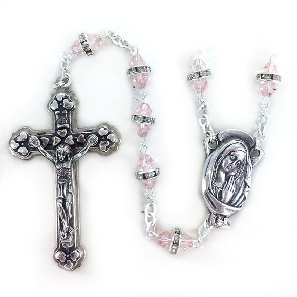 Crystal Rose Bead Rosary
