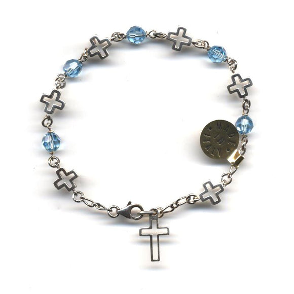 Light Blue Swarovski Crystal Rosary Bracelet