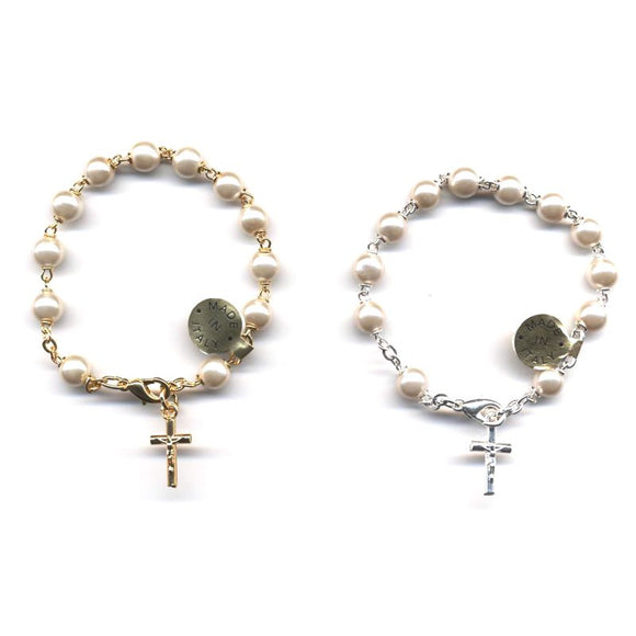 Faux Pearl Rosary Bracelet