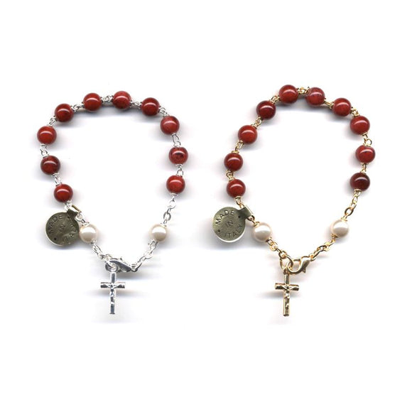 Marbled Red Rosary Bracelet