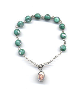 Teal Murano Rosary Bracelet