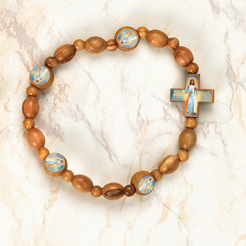 Divine Mercy Wooden Stretch Bracelet