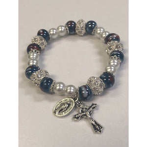 Blue Porcelain and Pearl Bracelet