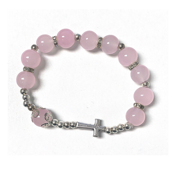 Pink Rosary Bracelet with Cross