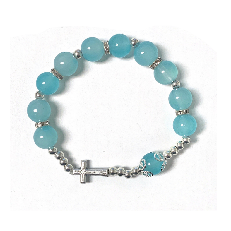 BR644_TURQUOISE TWISTABLE WRAP ROSARY BRACELET - YouTube