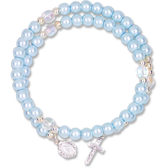 Blue Pearl Rosary Bracelet