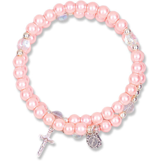 Pink Pearl Rosary Bracelet