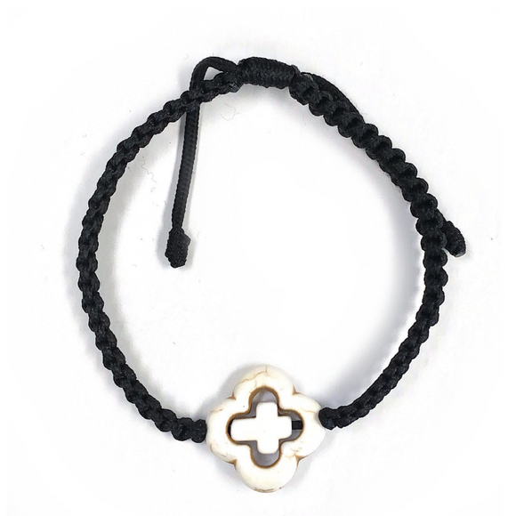 Stone Cross-in-Cross Corded Bracelet