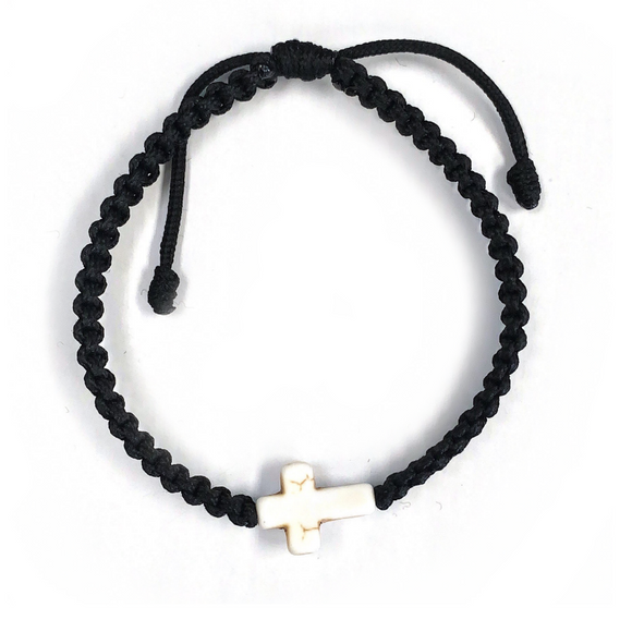 Stone Cross Corded Bracelet
